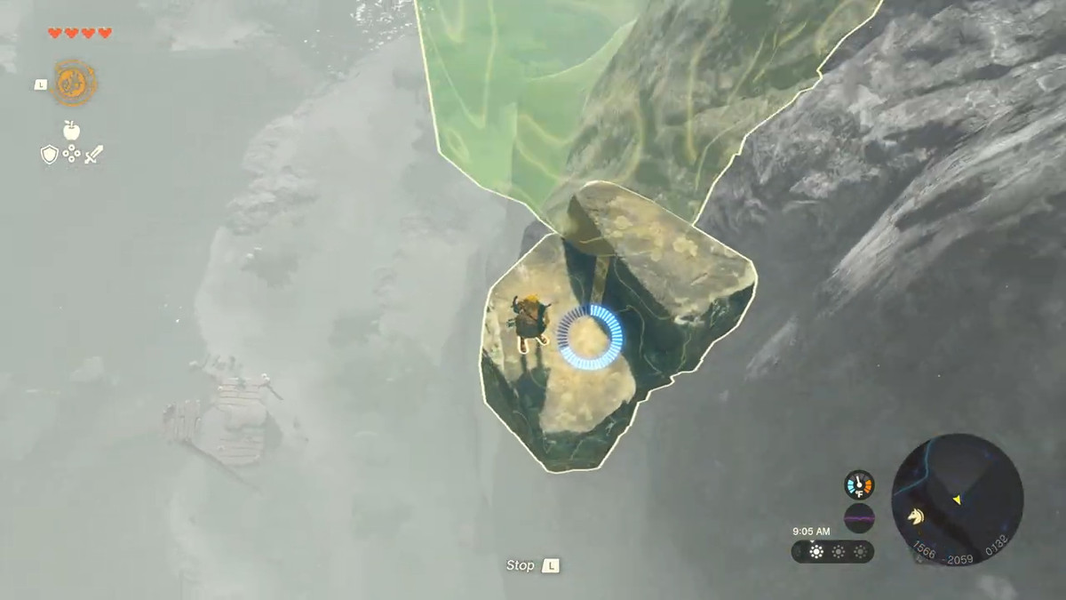 Link vola in cielo su un masso in The Legend of Zelda: Tears of the Kingdom