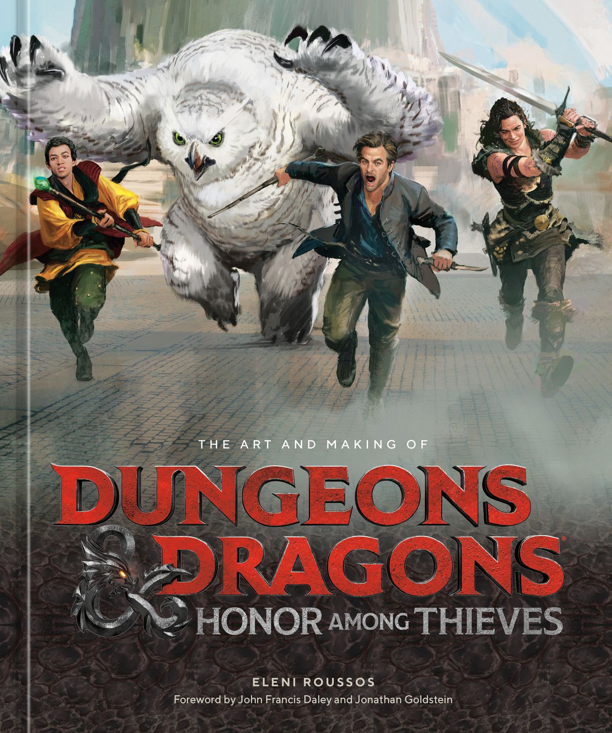 Cover art per The Art and Making of Dungeons and Dragons: Honor Among Thieves, con un dipinto degli eroi del film che caricano in avanti.