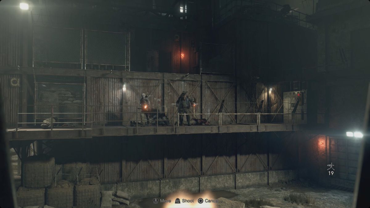 Remake di Resident Evil 4 che utilizza una postazione di pistola per sparare ai soldati e a un bruto dalla testa di cinghiale