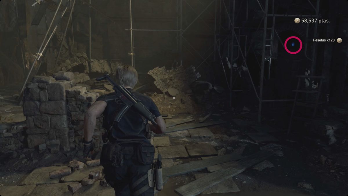 Resident Evil 4 remake Cliffside Ruins Blue Medallion 1 di 5 location.