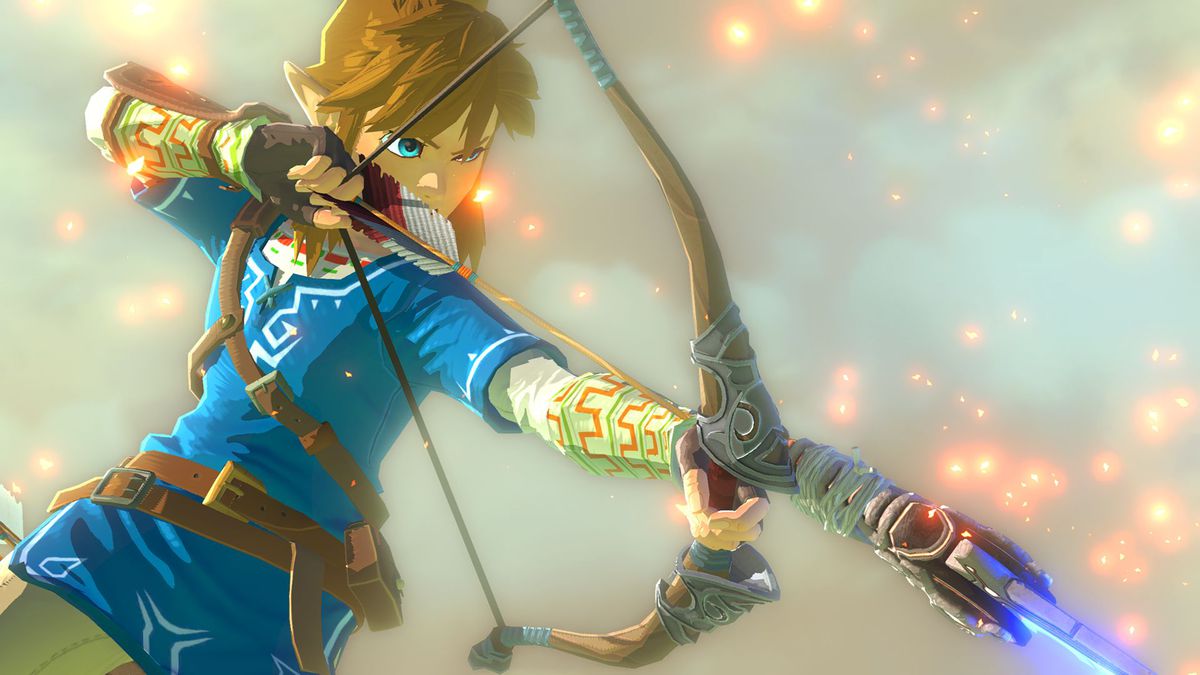 Link che punta una freccia in The Legend of Zelda: Breath of the Wild