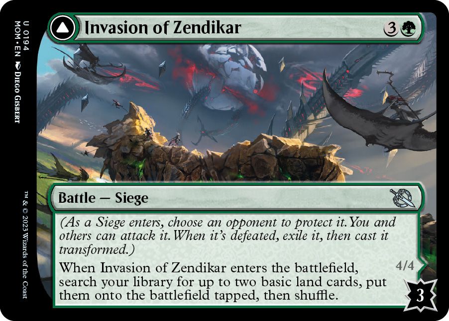 La battaglia di Invasione di Zendikar, un assedio, ha tre difese.