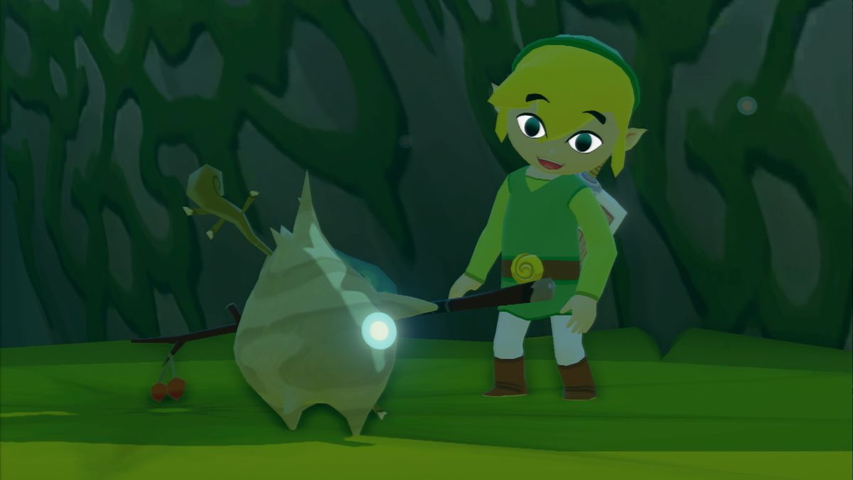 Link parla con un Korok in The Legend of Zelda: Wind Waker HD