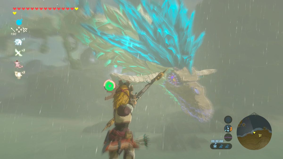 Link affronta un enorme drago in The Legend of Zelda: Breath of the Wild 