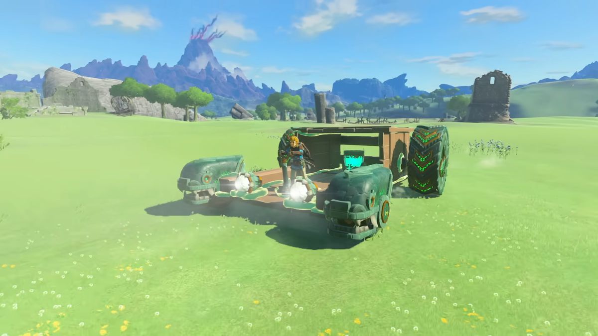 Link sta guidando una specie di macchina in The Legend of Zelda: Tears of the Kingdom