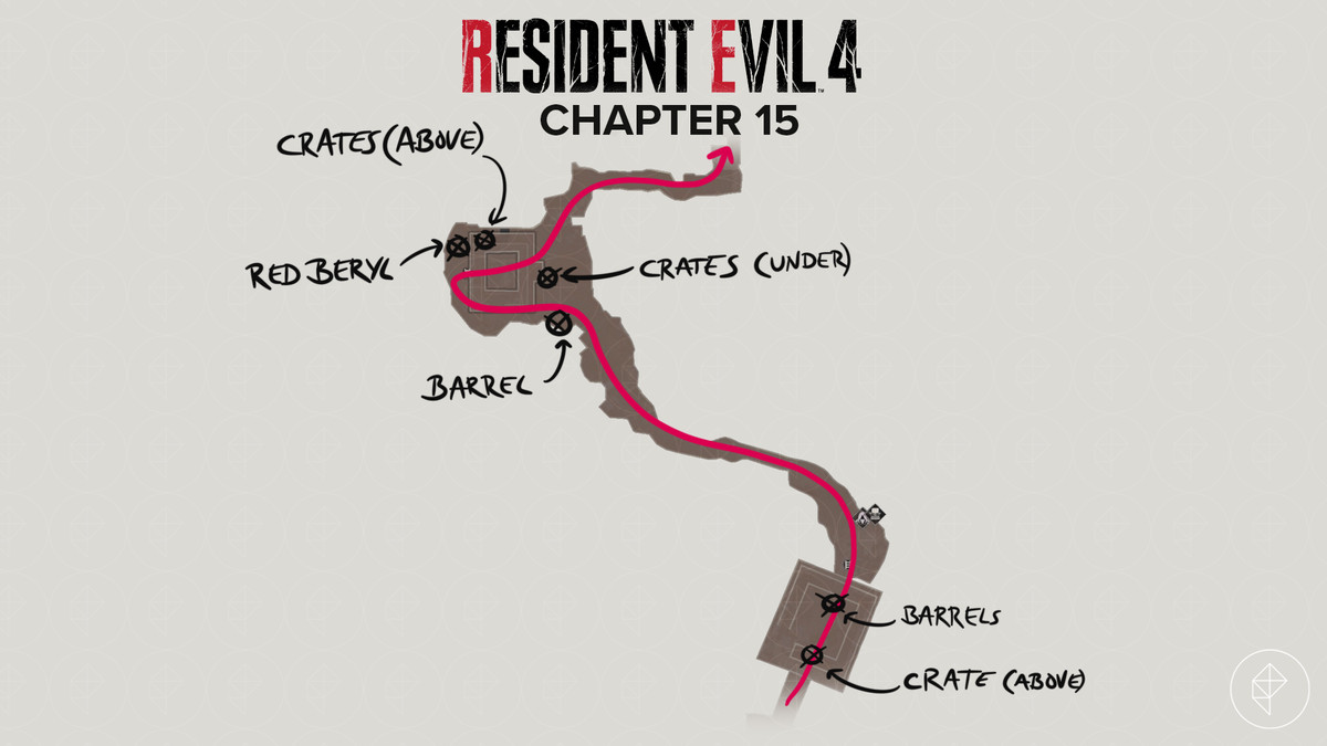 Mappa del remake di Resident Evil 4 dell'inizio del capitolo 15