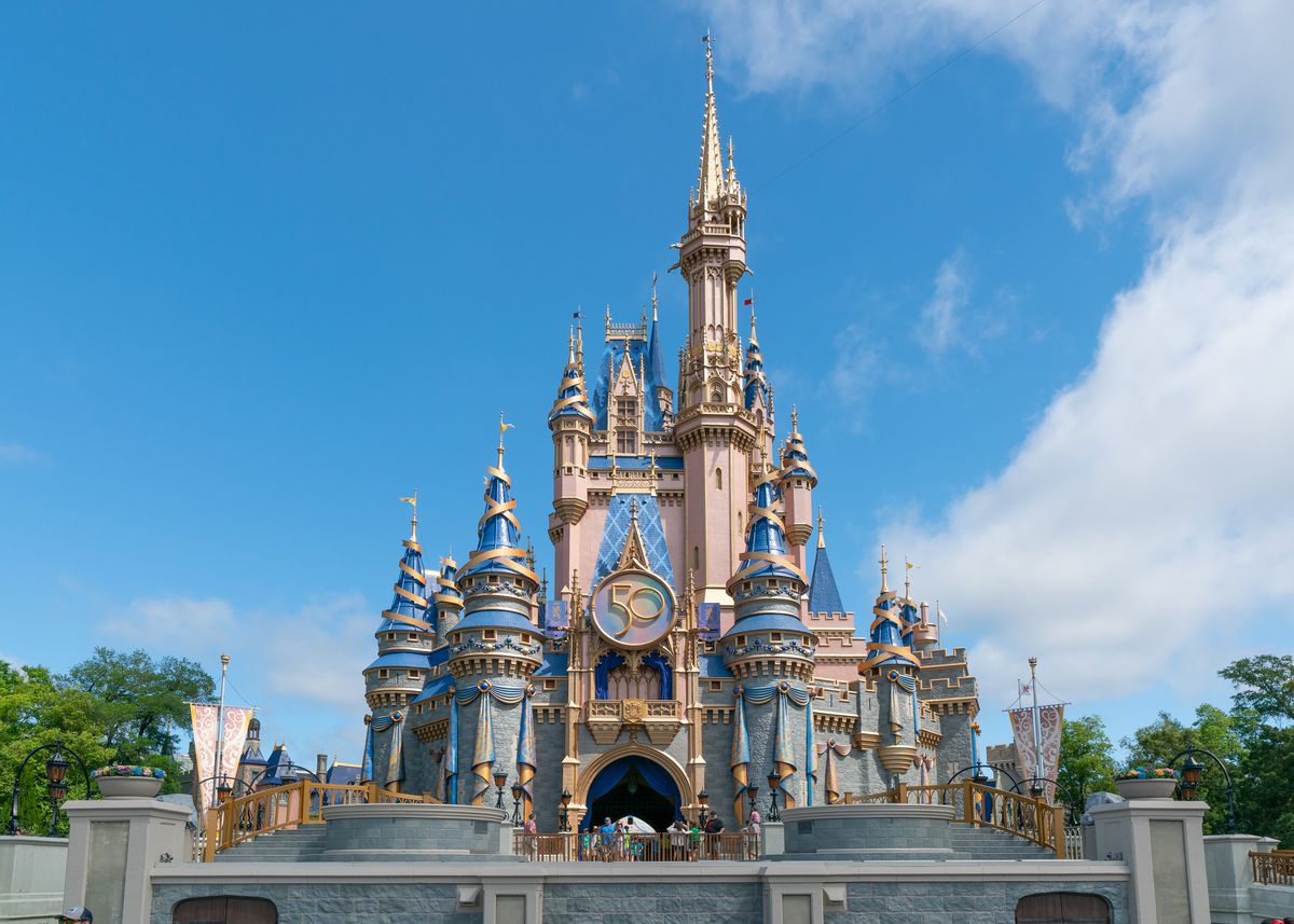 Un'immagine stock del Castello di Cenerentola a Orlando, il Walt Disney World Resort della Florida