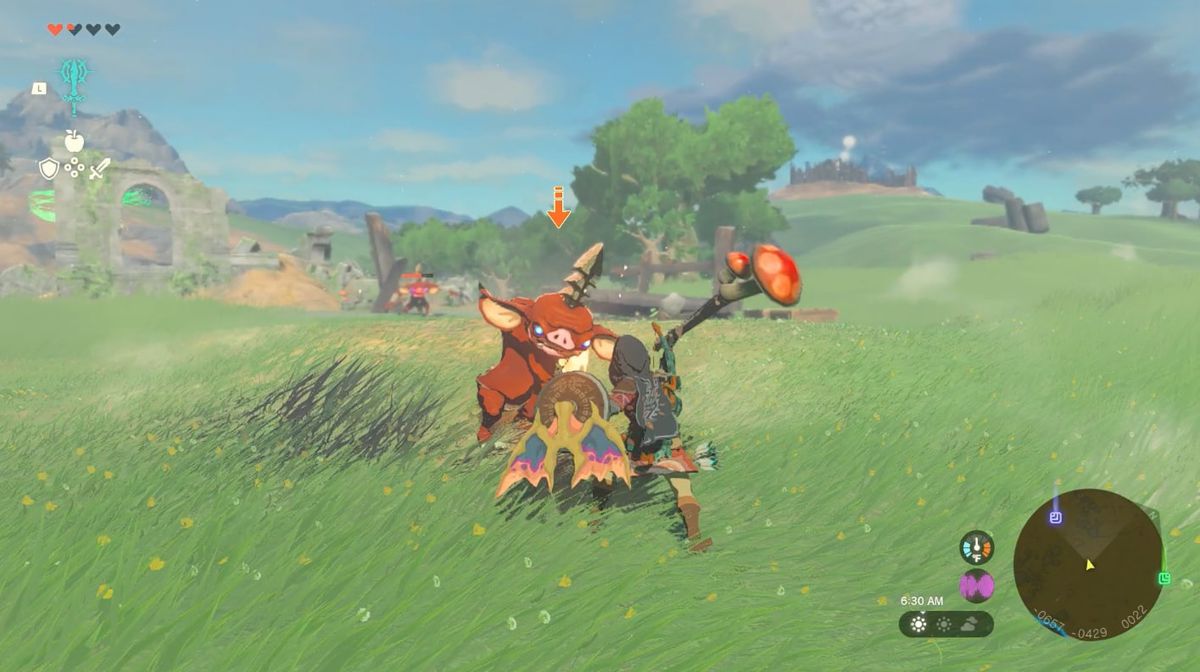 Link usa un bastone rimbalzante fuso su un Bokoblin in The Legend of Zelda: Tears of the Kingdom