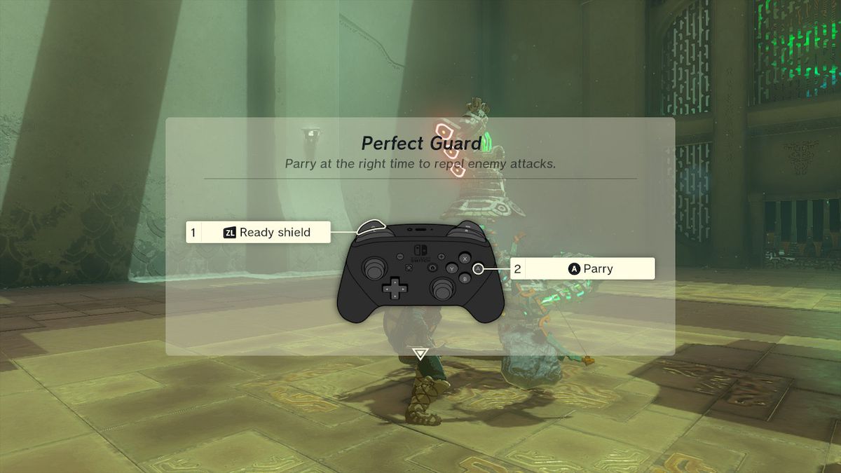 Tutorial sui controlli di Perfect Guard in Zelda: Tears of the Kingdom