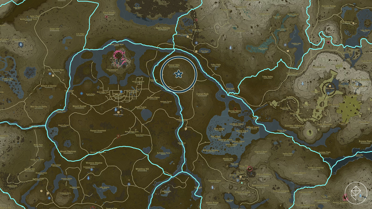 Posizione del Club Phantom Ganon sulla mappa di Hyrule in The Legend of Zelda: Tears of the Kingdom
