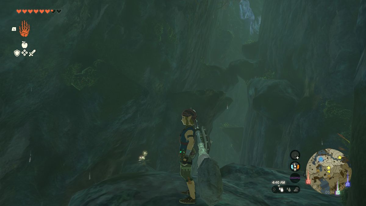 Link si trova accanto a un sentiero di rocce in Zelda: Tears of the Kingdom