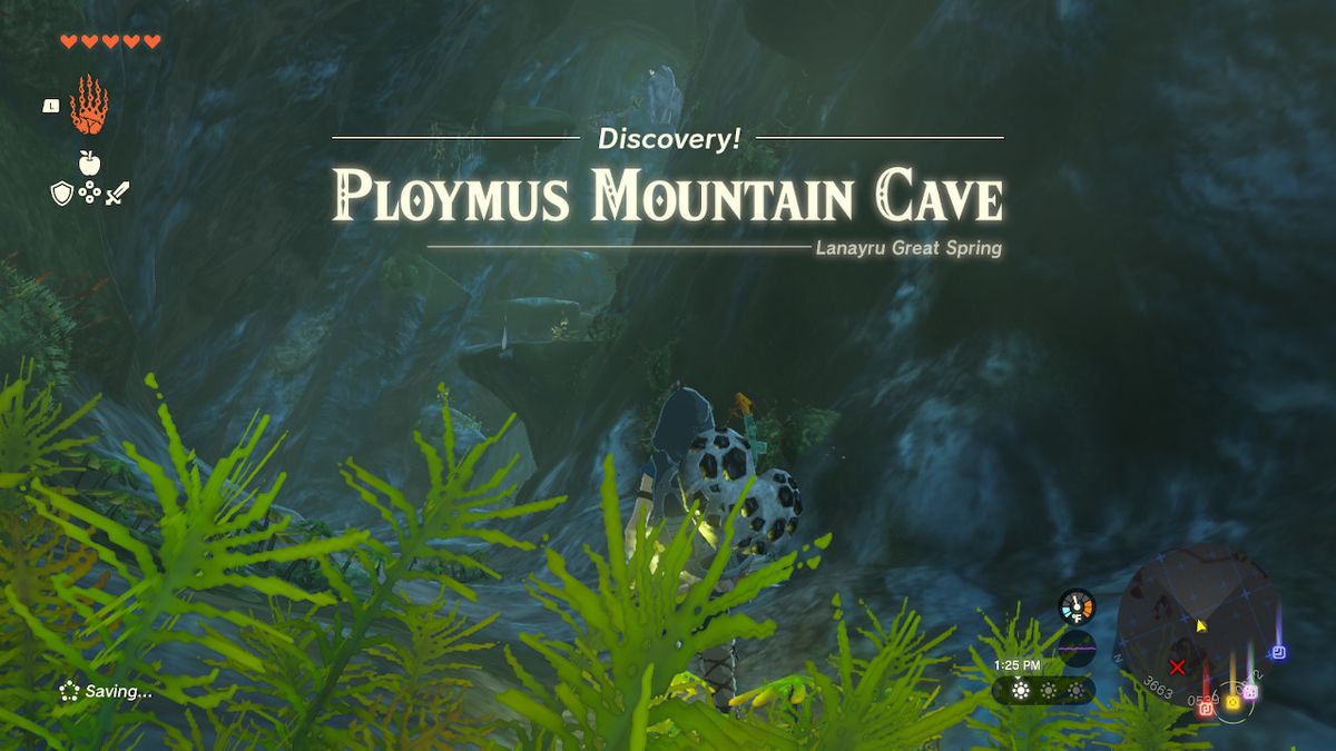 Link entra nella grotta di Ploymus Mountain in Zelda: Tears of the Kingdom