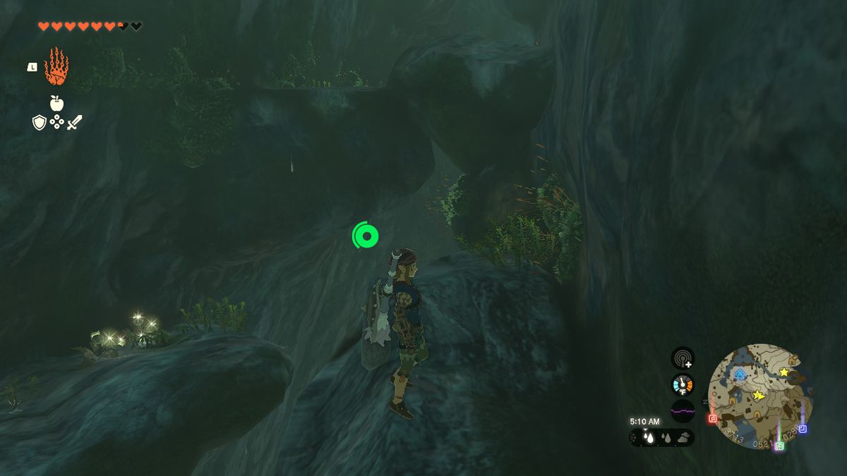 Link si trova in cima a una roccia in Zelda: Tears of the Kingdom