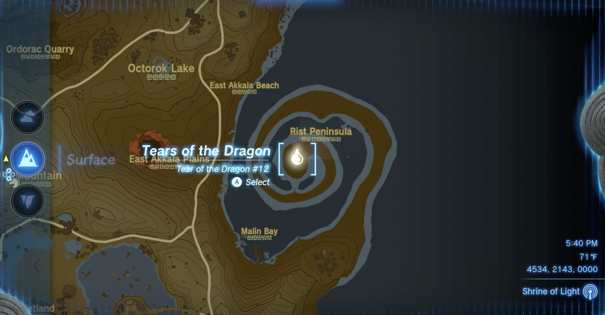La posizione dell'ultimo Dragon Tear (Lacrime del drago) in The Legend of Zelda: Tears of the Kingdom