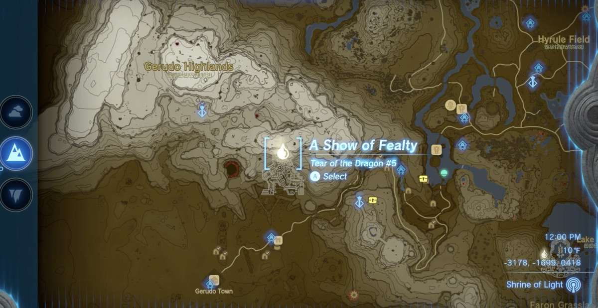 Link si trova nella pozzanghera di Dragon Tear vicino al tavolo di Sapphia tramite The Legend of Zelda: Tears of the Kingdom