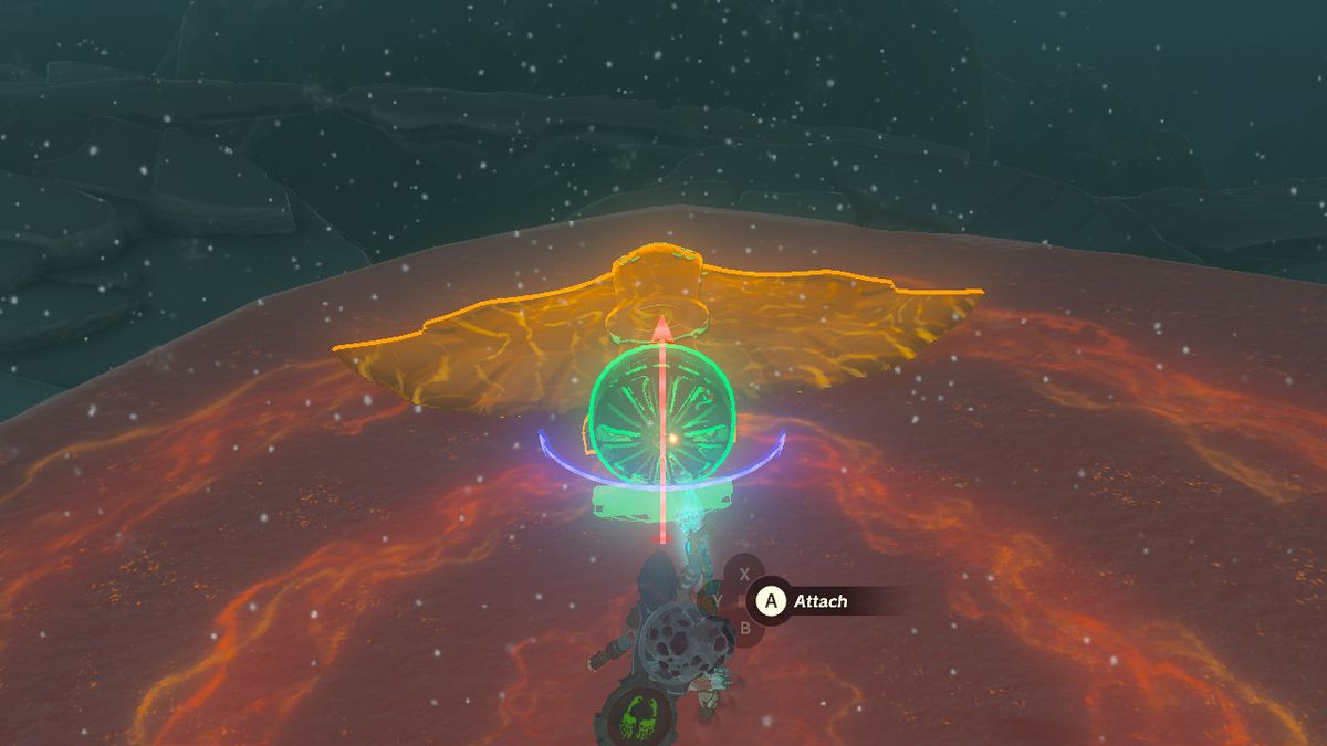 Link collega un ventaglio a un'ala Zonai in The Legend of Zelda: Tears of the Kingdom.
