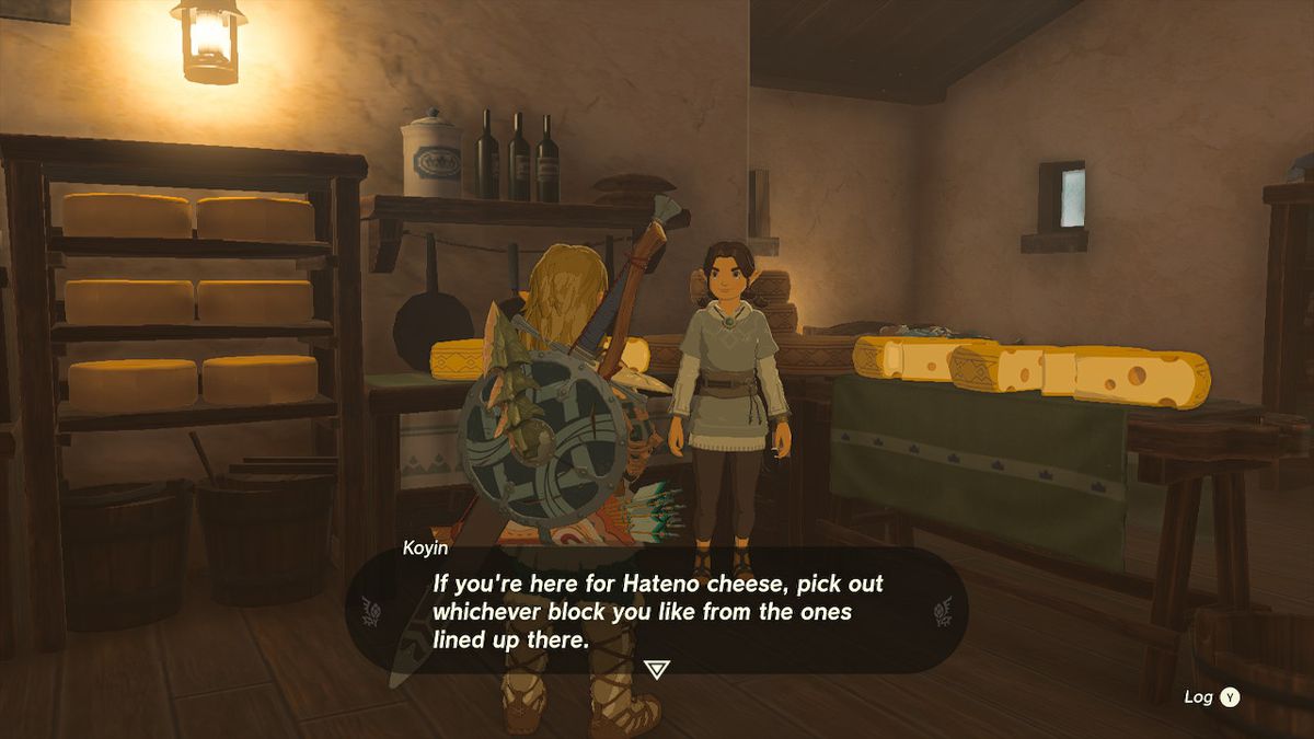 Koyin cerca di vendere formaggio in Zelda: Tears of the Kingdom