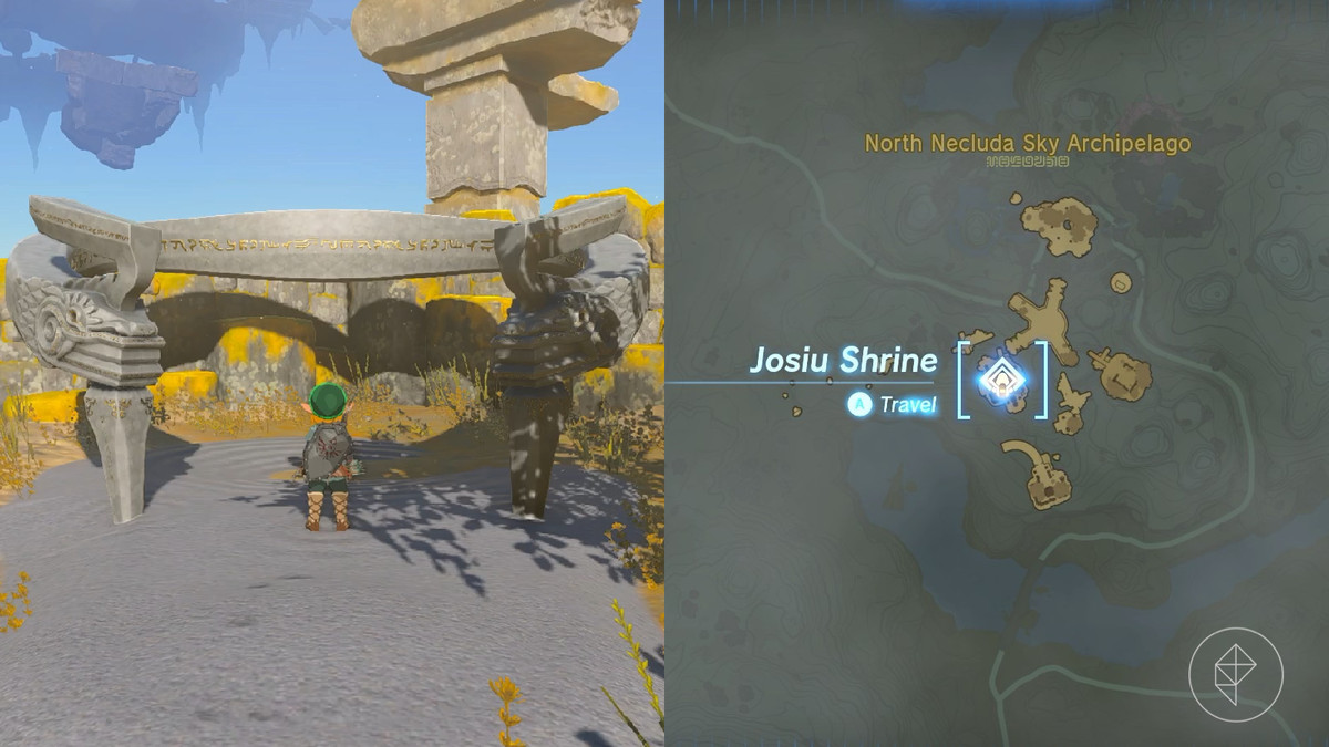 Posizione del Santuario di Josiu in The Legend of Zelda: Tears of the Kingdom