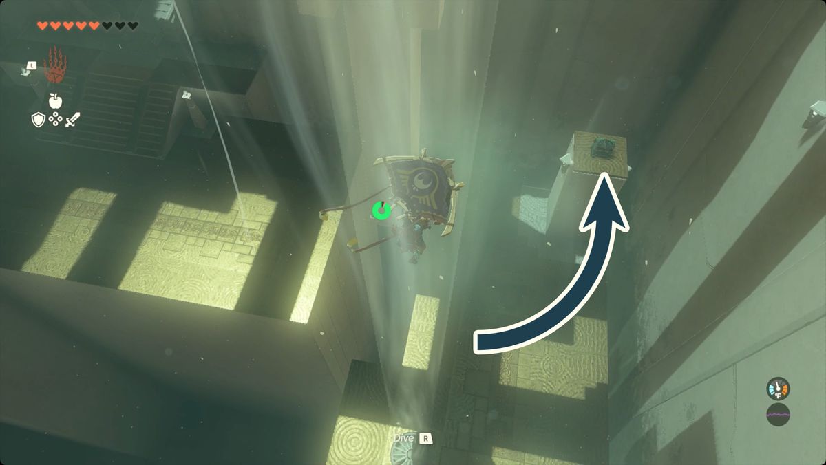 The Legend of Zelda: Tears of the Kingdom - la posizione del forziere nel Santuario di Tsutsu-um