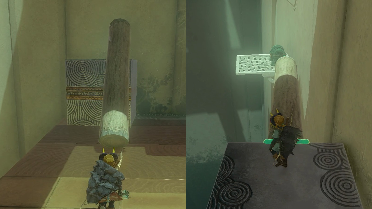 Creare un ponte con un tronco e un cubo di metallo nel Santuario Musanokir in The Legend of Zelda: Tears of the Kingdom