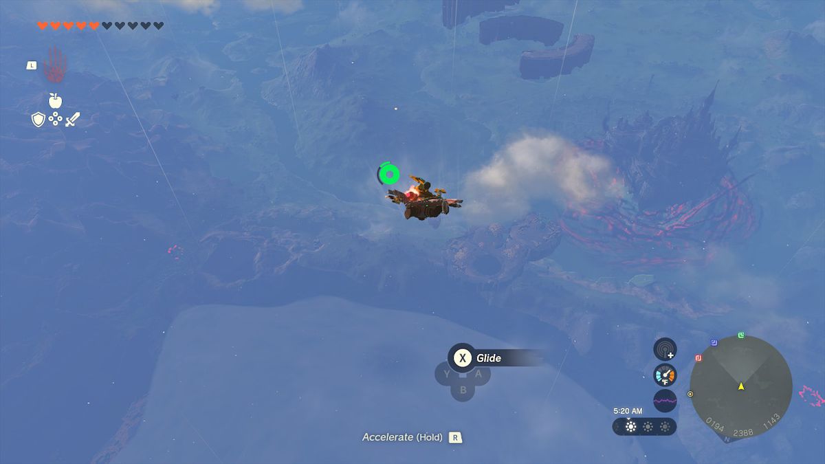 Collega i paracadutisti al punto più basso di Bravery Island in Zelda: Tears of the Kingdom