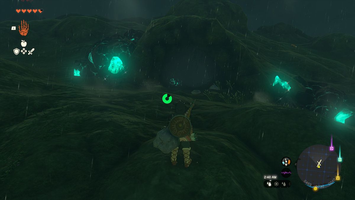 Link si trova all'ingresso della grotta di Crenel Hills in Zelda: Tears of the Kingdom