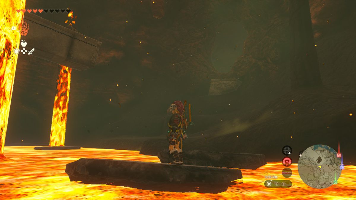Link si affaccia sul passaggio a destra che conduce alla stanza del tesoro in Zelda: Tears of the Kingdom