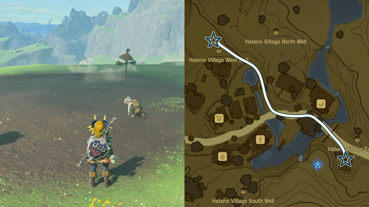 Il percorso di Uma durante l'avventura secondaria del Team Cece o del Team Reede in The Legend of Zelda: Tears of the Kingdom
