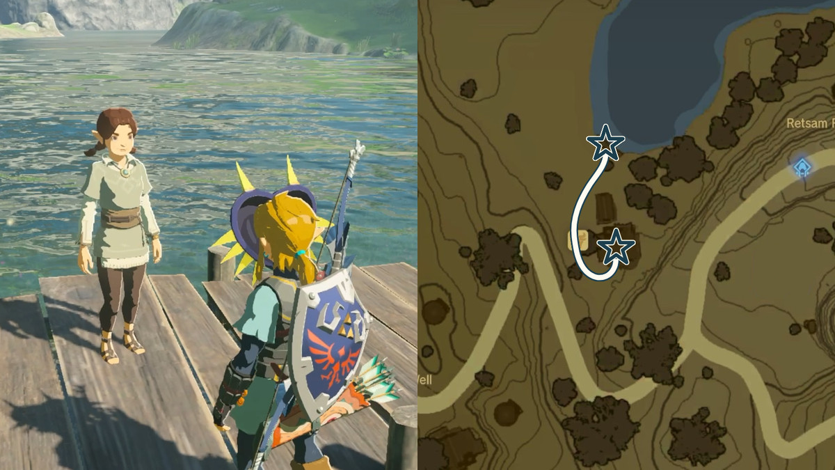 Il percorso di Koyin durante l'avventura secondaria del Team Cece o del Team Reede in Legend of Zelda: Tears of the Kingdom