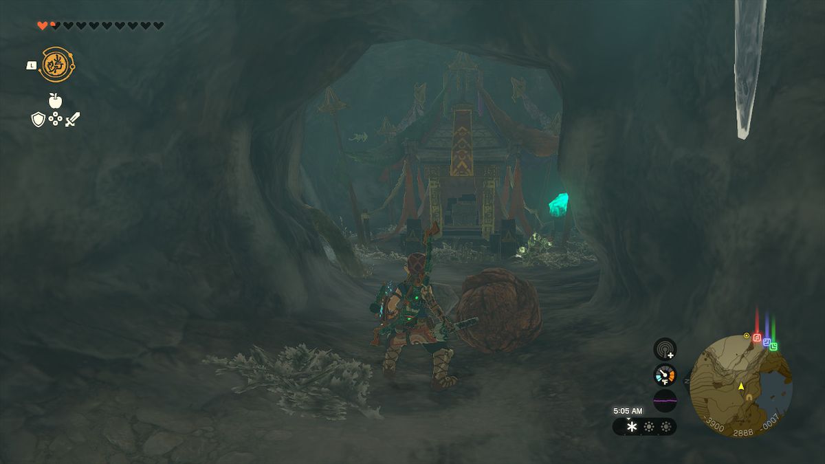 Link rivela la stanza del tesoro dopo aver distrutto il muro di roccia in Zelda: Tears of the Kingdom
