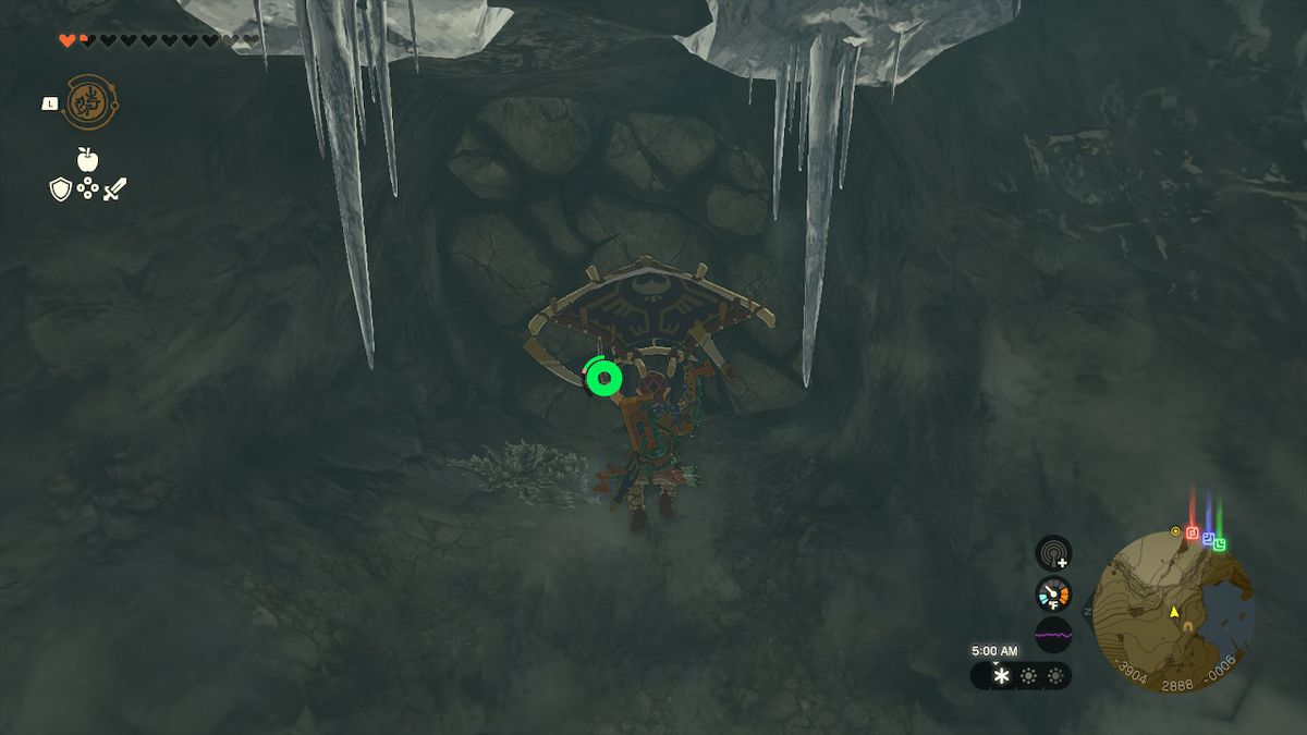 Collega i parapendii verso una parete rocciosa in Zelda: Tears of the Kingdom