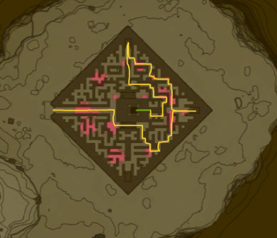 Una mappa che mostra come superare il labirinto del cielo di Lomei in Zelda: Tears of the Kingdom