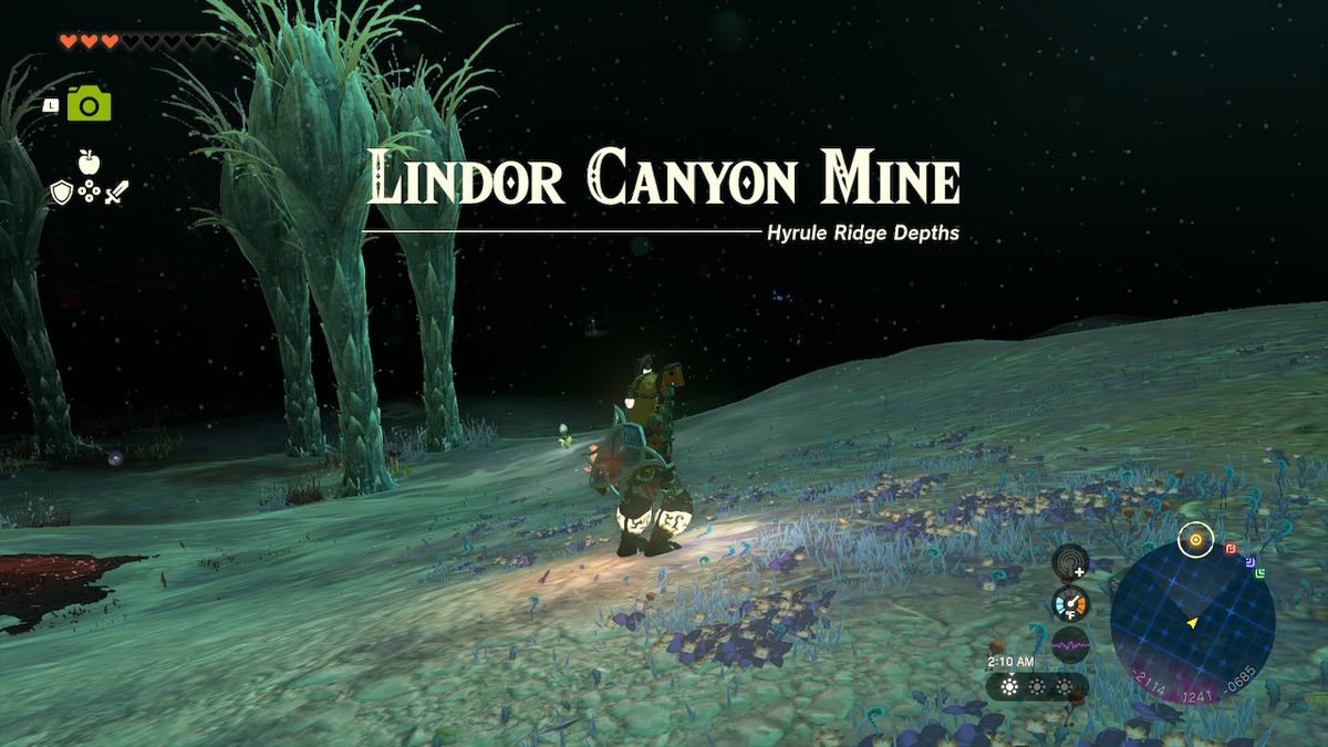 Link mette piede nella miniera del Lindor Canyon all'interno delle profondità in Zelda: Tears of the Kingdom