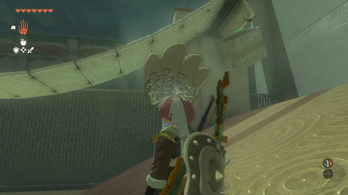 Il peso di un blocco tiene in posizione un ponte in Zelda: Tears of the Kingdom