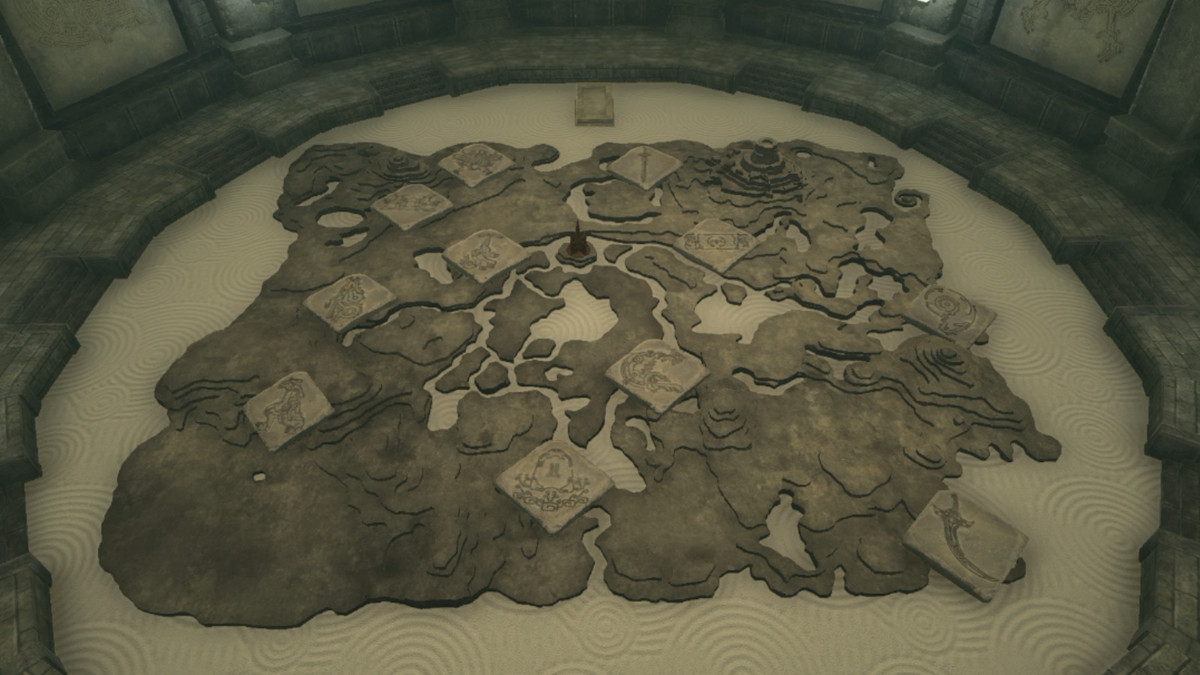 Questa mappa mostra tutte le posizioni dei geoglifi trovate nel Tempio Dimenticato in The Legend of Zelda: Tears of the Kingdom