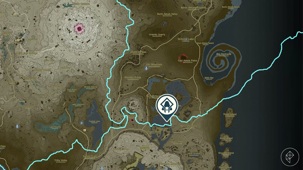 Una mappa mostra la posizione del Santuario di Jochi-ihiga in Zelda: Tears of the Kingdom