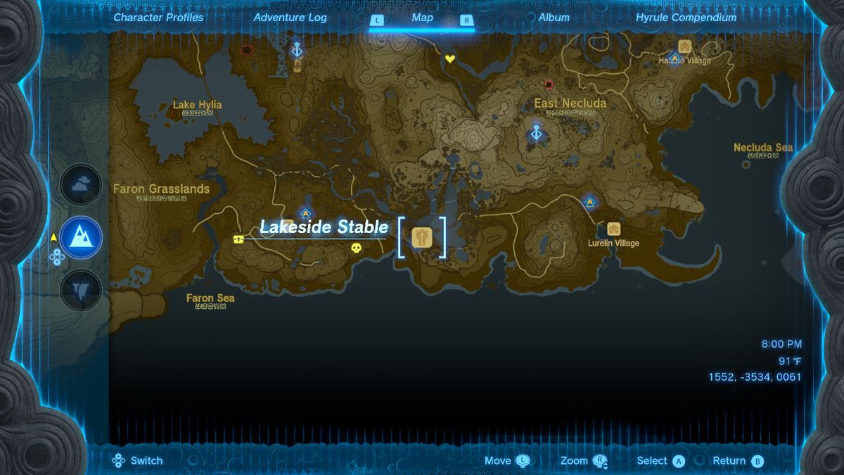 Mappa della posizione della stalla sul lago