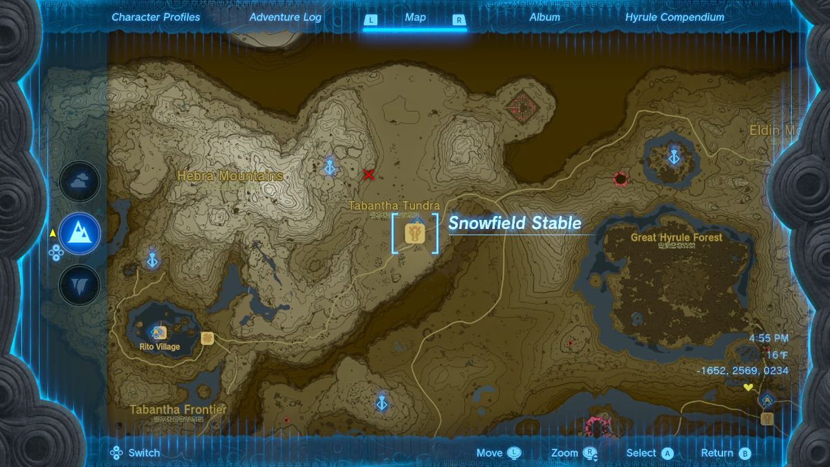 Mappa della posizione della stalla Snowfield