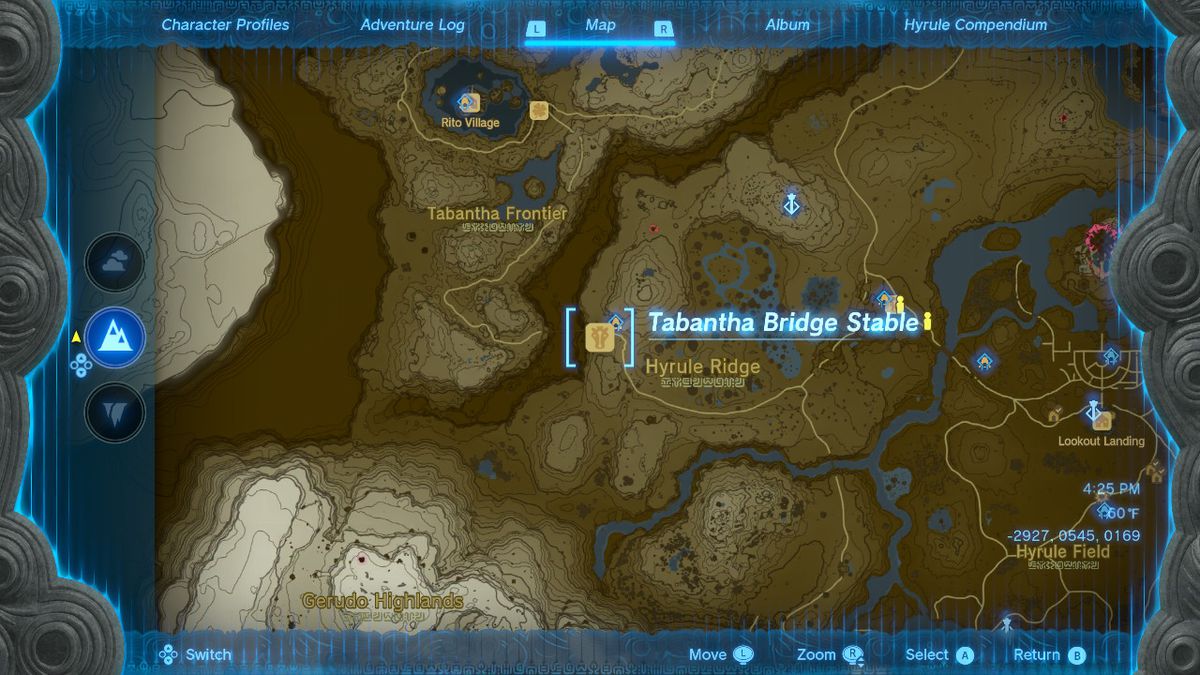 Mappa della posizione della stalla del ponte Tabantha