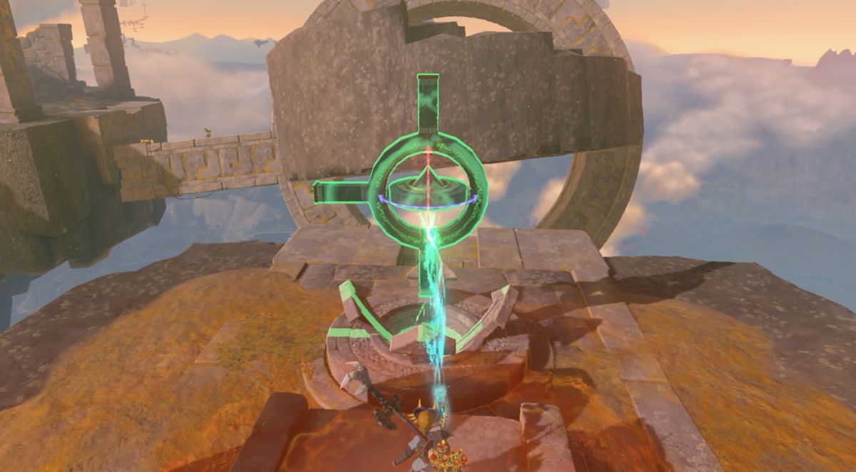 Link risolve il passaggio 3 del puzzle del Santuario Jinodok in Zelda: Tears of the Kingdom
