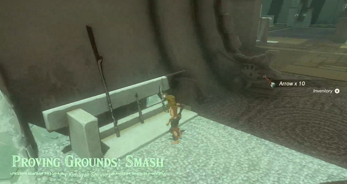Link sceglie quali armi portare in un santuario in Zelda: Tears of the Kingdom