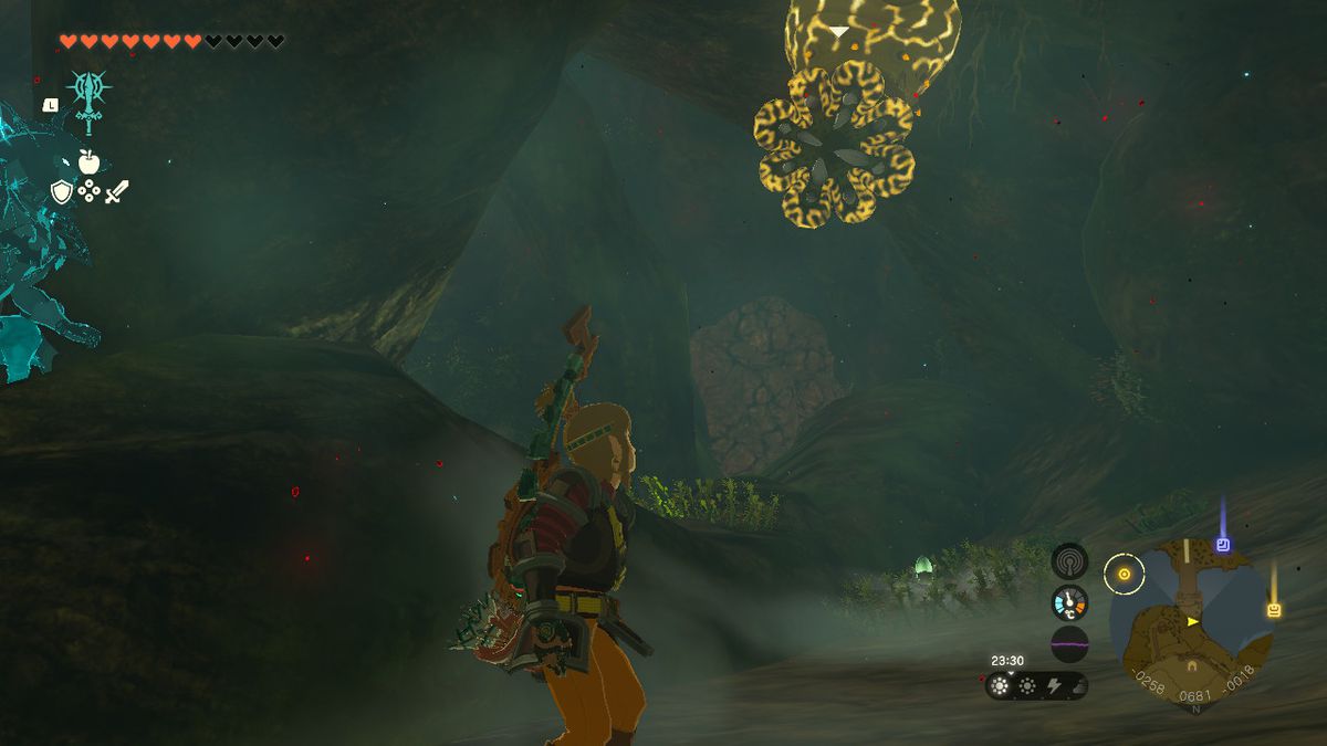 Link combatte un Like Like in un tunnel in Zelda Tears of the Kingdom.