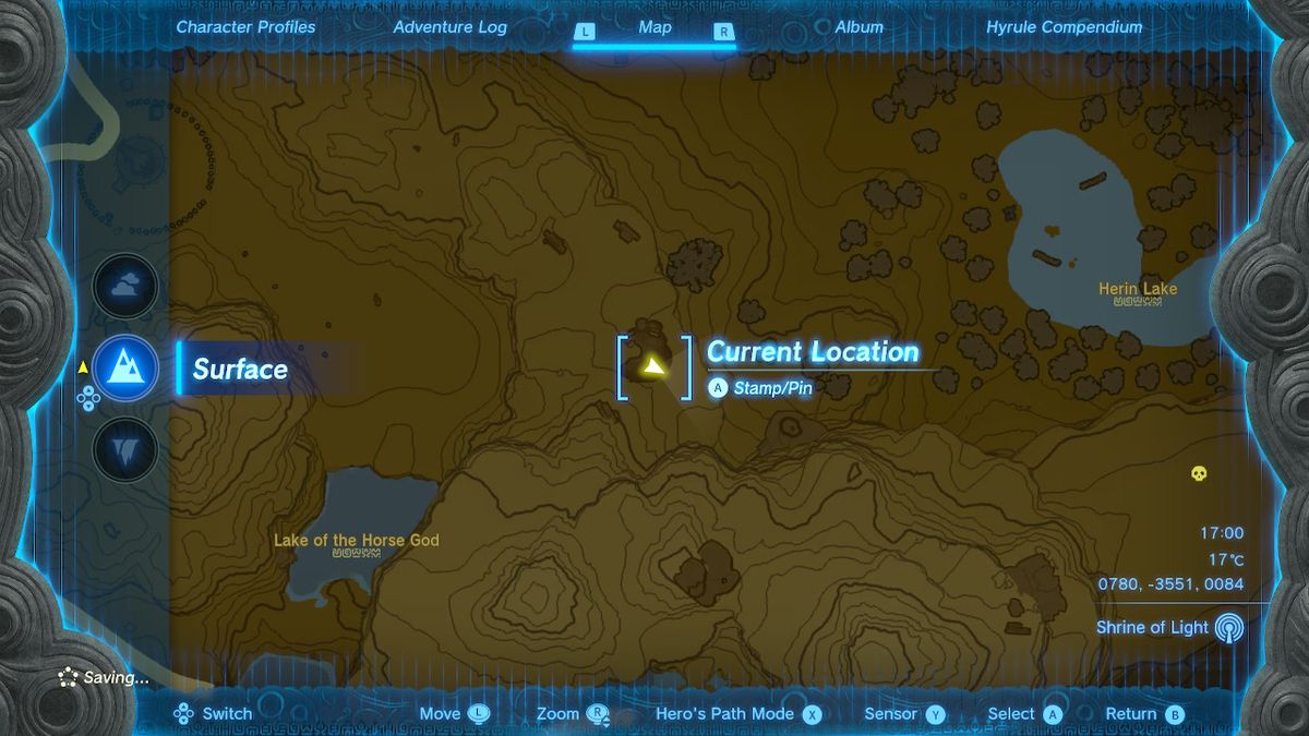 Una mappa mostra la posizione di un potente arco di Lynel in Zelda Tears of the Kingdom.