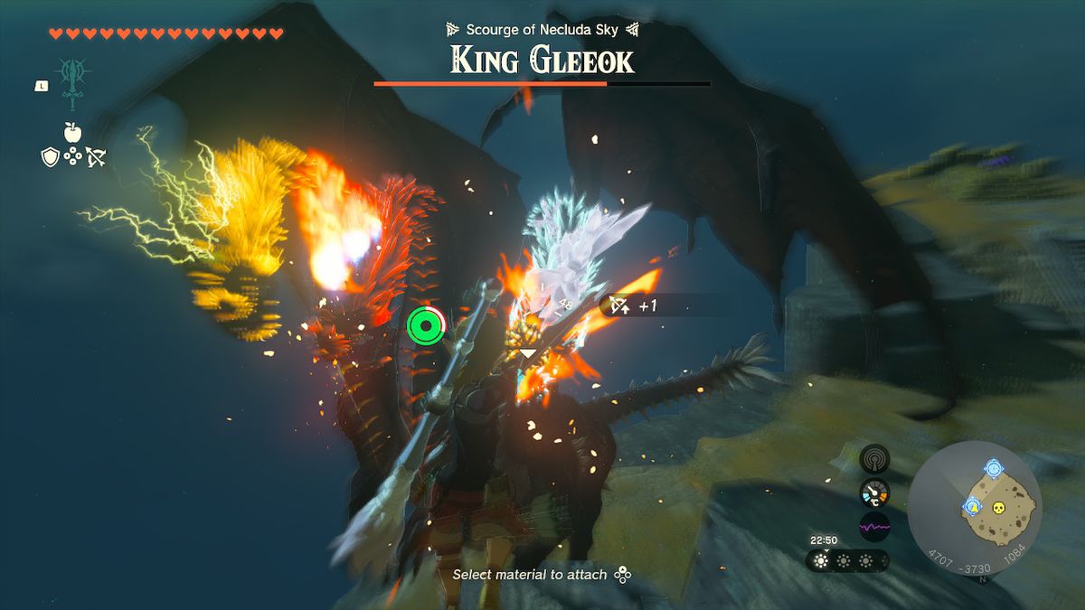 Link che punta una freccia contro King Gleeok