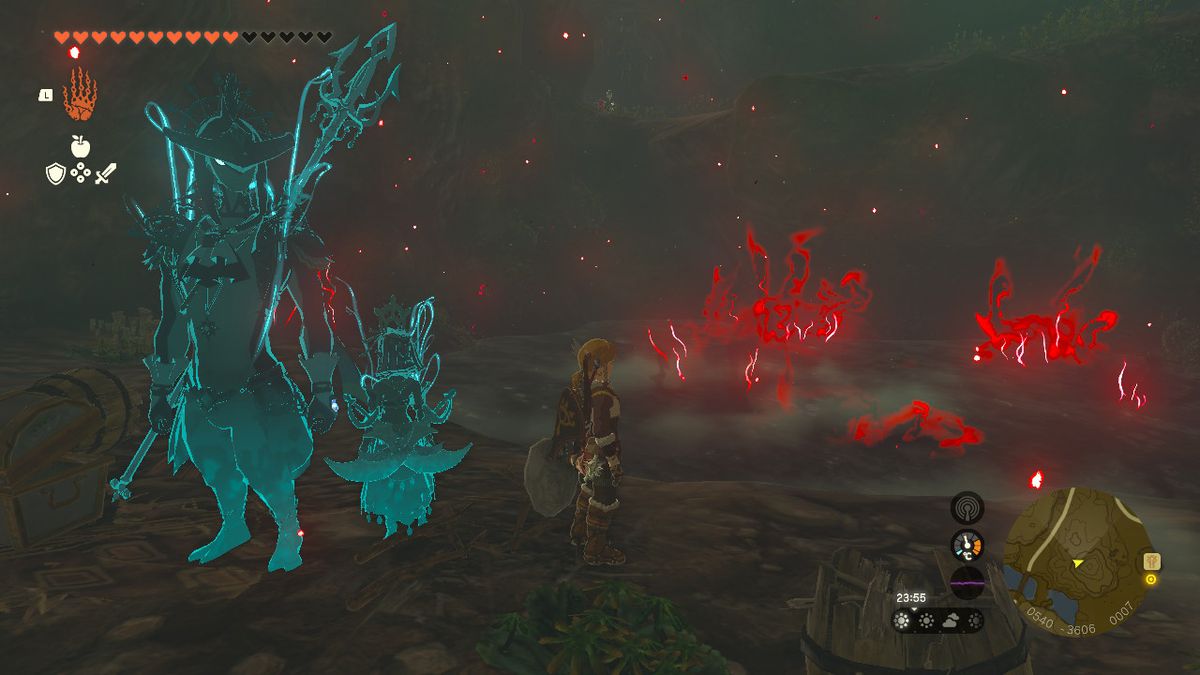 Link si trova tra i vapori di Blood Moon in Zelda Tears of the Kingdom.