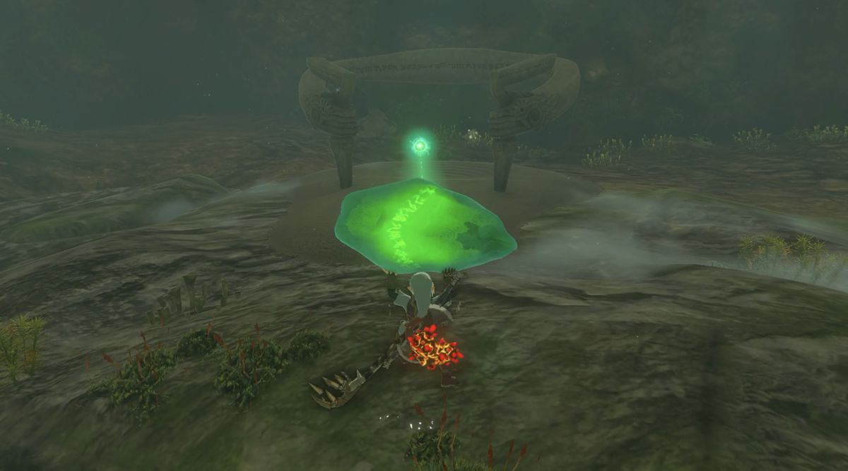 Link trasporta il cristallo En-oma Shrine al santuario di Zelda: Tears of the Kingdom