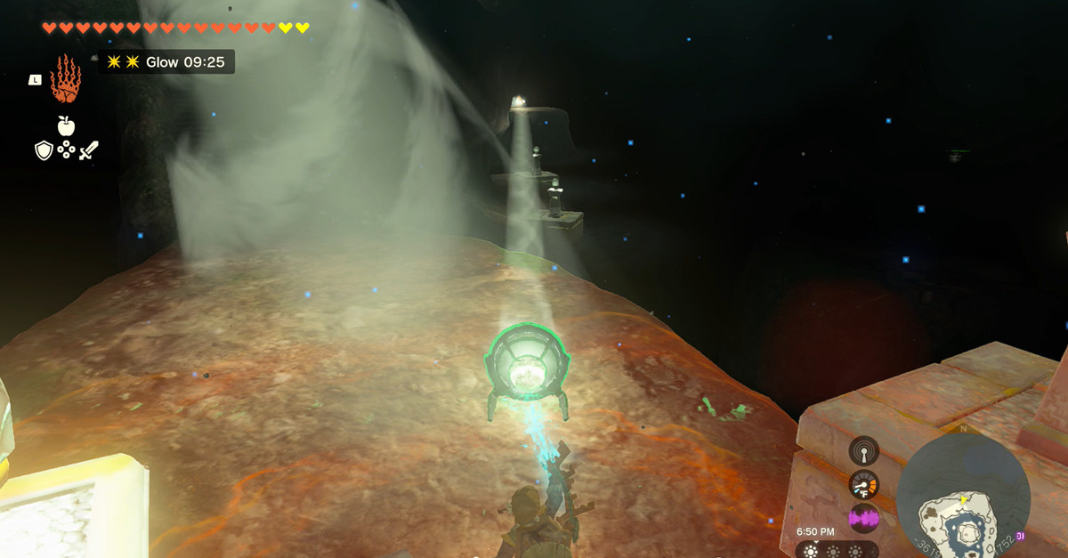 Luce che rifrange un po' di luce in un santuario in Zelda: Tears of the Kingdom