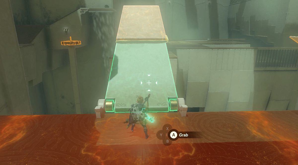 Procedura dettagliata del Santuario Kitawak in Zelda Tears of the Kingdom: Link attacca una lastra di pietra