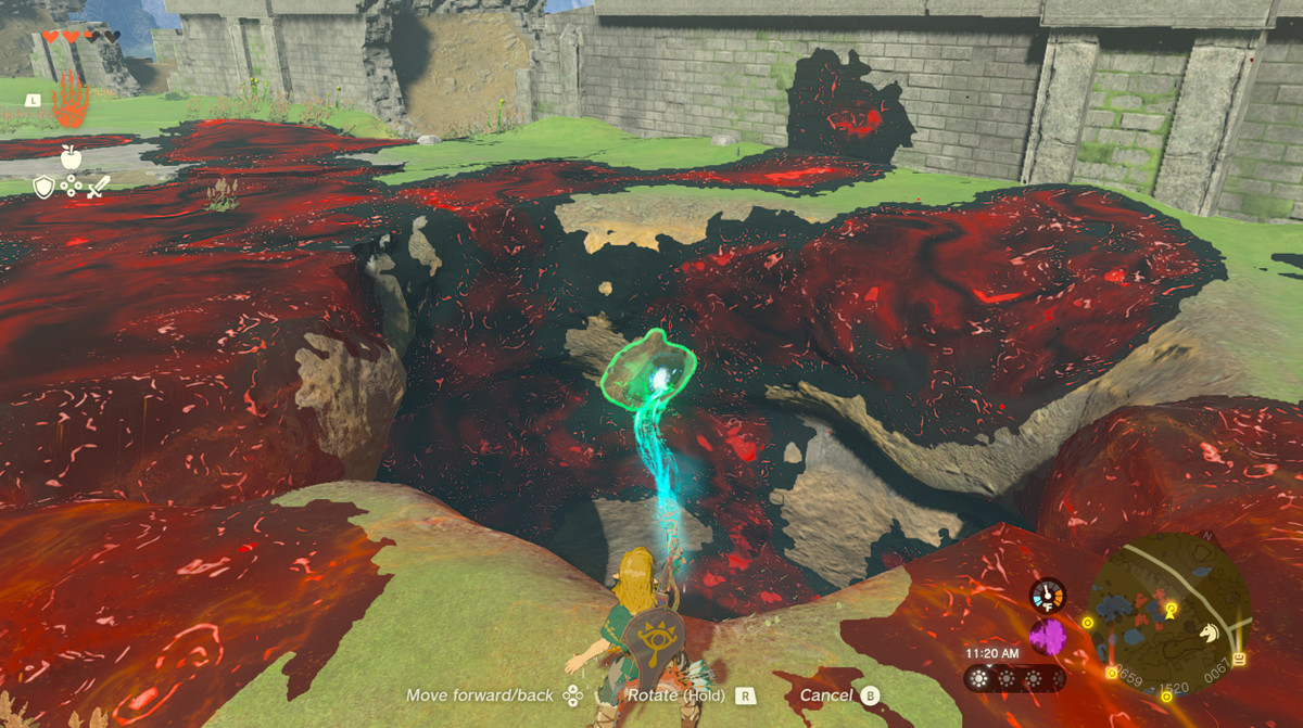 In Zelda Tears of the Kingdom, Link fa cadere un occhio divino in una voragine nelle Profondità.