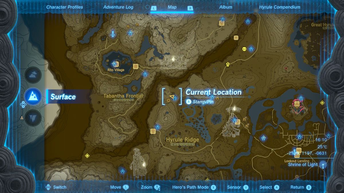 Una mappa mostra il Santuario di Oromuwak in Zelda Tears of the Kingdom.